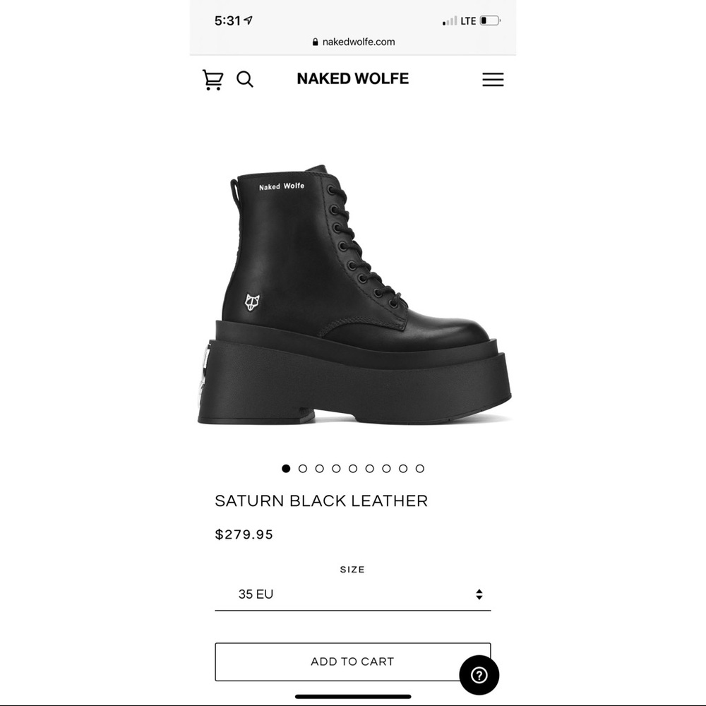 Naked Wolfe Saturn Black Leather Platform Boots